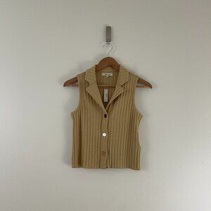 Madewell Mixed Button Ribbed Polo Tank in Tan Size XS